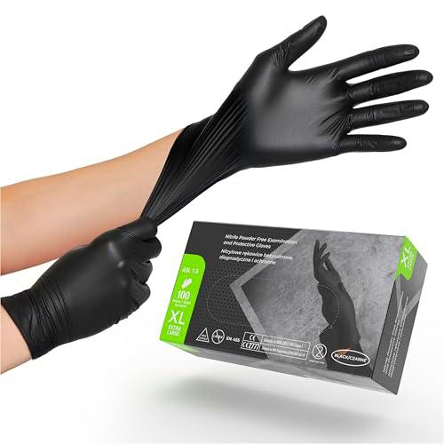 Guantes de nitrilo negros sin polvo - Guantes desechables de examen y protección