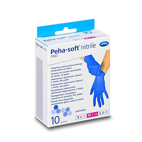 10 x Hartmann peha Soft nitrilo fino una vez de guantes desechables PF nitrilo Guantes Mini Box, S de l