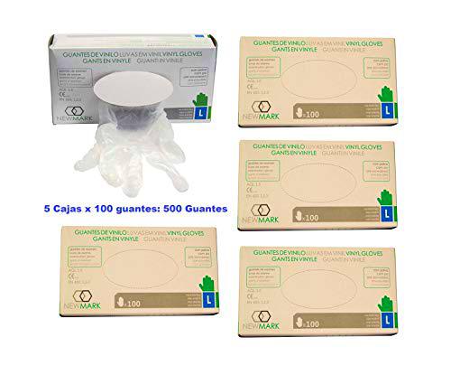 Vinil Guante New Mark Tran C/P 100/U G 5 Unidades 100 ml
