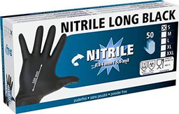 Kerbl Guantes de nitrilo Long Black 300 mm, 50 uds, talla XL
