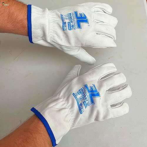 BricoLoco Guantes trabajo piel cuero vacuno. 1 par