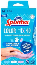 Spontex 40 guantes desechables de nitrilo de color mixto