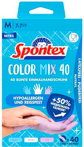 Spontex 40 guantes desechables de nitrilo de color mixto