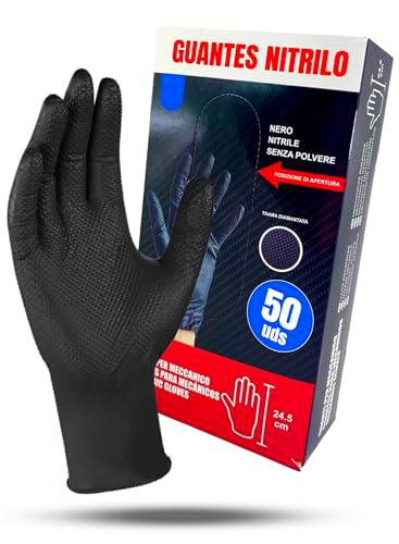 Acceseryx Guantes de Nitrilo Negro Desechables - Estructura de Diamante Impermeable