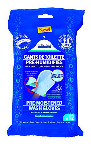 Dr Helewa - dhicbath12 - Guantes de baño, pré-humidifiés plastificadas Infection Control 12 piezas