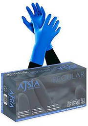 AJSIA Guantes de nitrilo regular (sin polvo) Paquete de 100 unidades (S)