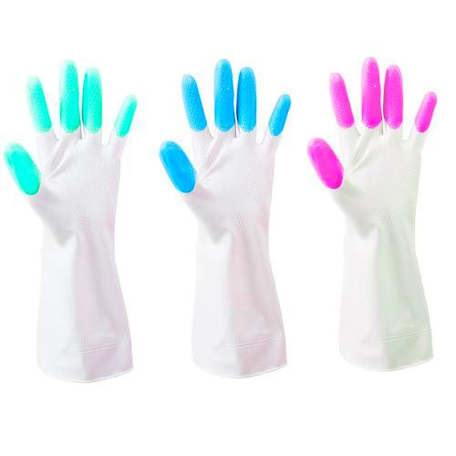 TRIXES Guantes de Goma - Pack de 3 Pares - Guantes de Lavado