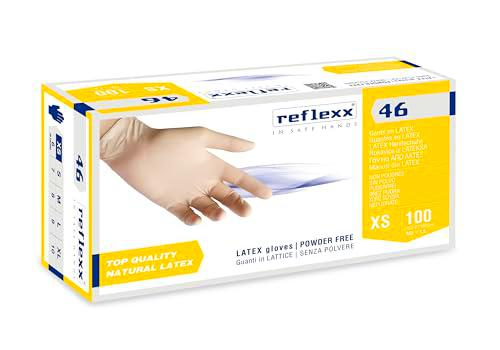 Reflexx - Guantes de látex R46 - Sin polvo, Talla M