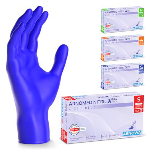 100x ARNOMED guantes desechables S, guantes de nitrilo sin acelerador y sin látex