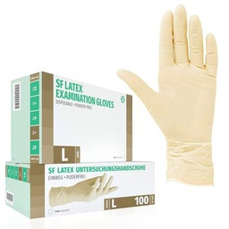 Guantes de látex Caja de 100 piezas (L, blanco) sin polvo guantes desechables
