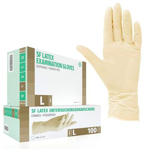 Guantes de látex Caja de 100 piezas (L, blanco) sin polvo guantes desechables