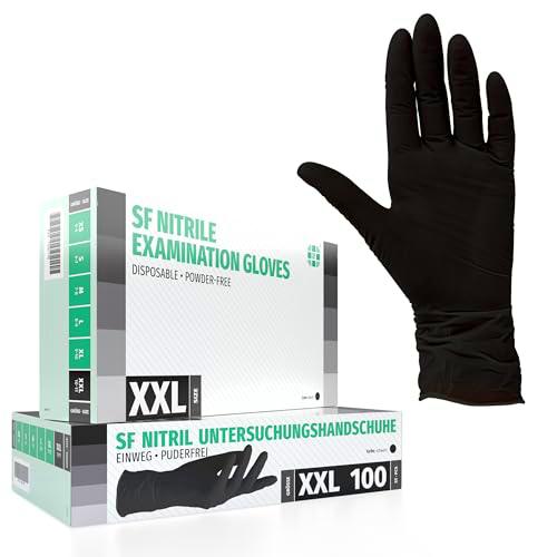 Guantes de nitrilo, 100 pcs caja (XXL, Negro) guantes de examen desechables libres de látex
