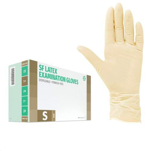 Guantes de látex Caja de 100 piezas (S, blanco) sin polvo guantes desechables