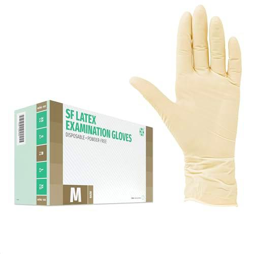 Guantes de látex Caja de 100 piezas (M, blanco) sin polvo guantes desechables