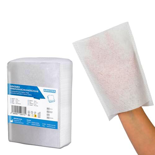 50 ARNOMED manoplas de baño desechables moletón, manoplas desechables secas para bebés