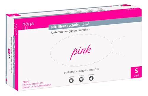 Höga Pharm guantes de nitrilo rosas, pequeños, sin polvo