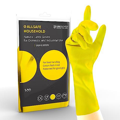 Unigloves Allsafe UGHG3003Y - Guantes de látex natural para el hogar