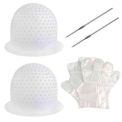 Dadabig 2pcs Gorro Mecha Silicona con 100 Guantes Teñir Pelo