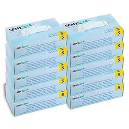 Semy Care - Guantes de nitrilo (talla S, AQL 1,5, 10 paquetes de 100 guantes)
