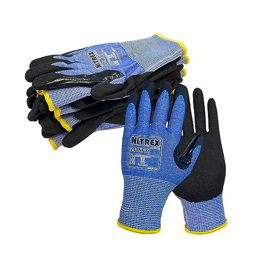 NITREX Unigloves 10 pares - Guantes de alto nivel resistentes a cortes con revestimiento de palma de nitrilo arenoso