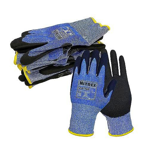 NITREX Unigloves 10 pares - Guantes de manejo general resistentes a cortes con revestimiento de palma de nitrilo arenoso