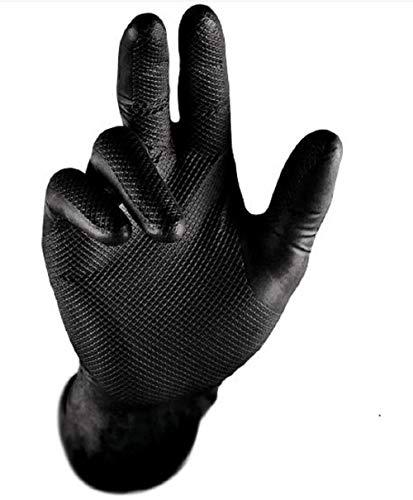 Guantes de nitrilo (50 pares, 0422 Grip, talla 9), color negro
