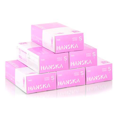 HANSKA 500 Guantes Desechables de Nitrilo Rosa - Sin Talco
