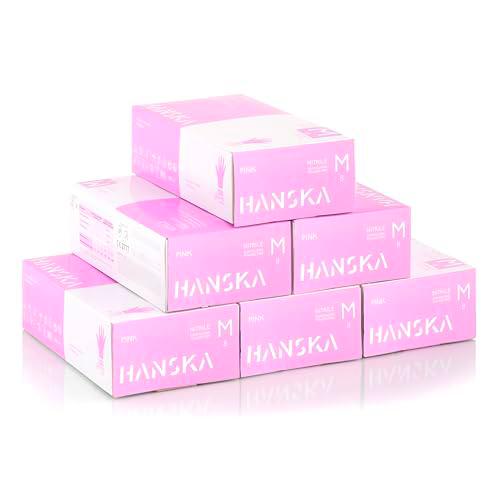 HANSKA 500 Guantes Desechables de Nitrilo Rosa - Sin Talco