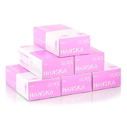 HANSKA 500 Guantes Desechables de Nitrilo Rosa - Sin Talco