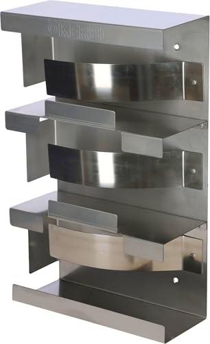 Kerbl Soporte Pared 3 Comp. Guantes de Acero INOX, con Muelle