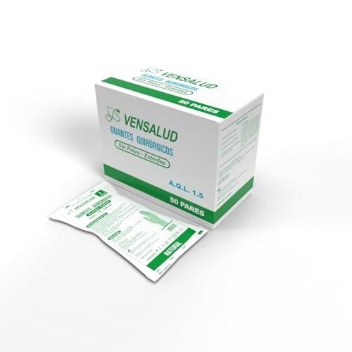 VENSALUD | Guantes de LÁTEX Estériles Desechables Sin Polvo | A.Q.L 1.5 | Para Laboratorios