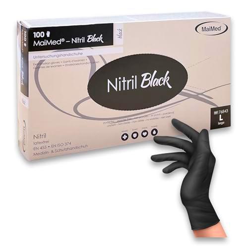 Saxomed Guantes de nitrilo negros L - 100 unidades