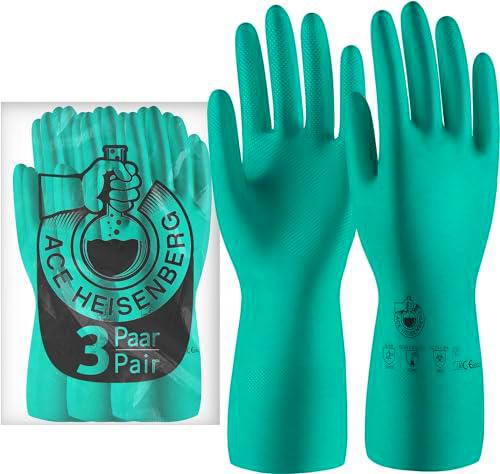 ACE - Guantes Nitrilo Heisenberg 3 pares resistentes a los productos químicos para trabajos domésticos e industriales