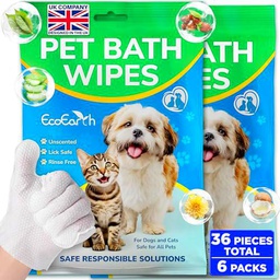 EcoEarth - Toallitas Premium para Perros y Gatos - 36 Guantes