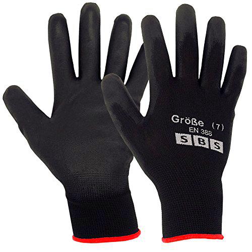 12 pares de guantes de nailon SBS, talla 7 hasta 11