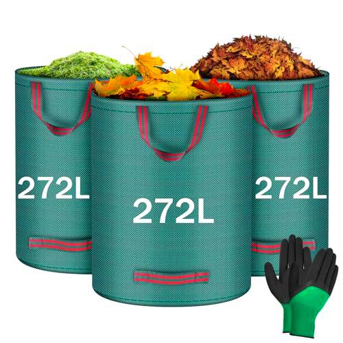 Flintronic 3x272L Bolsas para Desechos de Jardin, bolsa de Jardín Plegable con Asas de Transporte