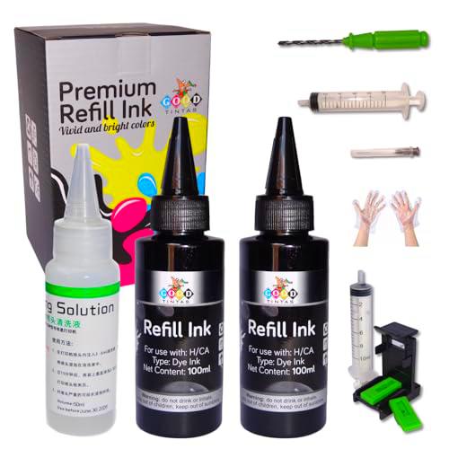 GOODTINTAS Kit de Recarga de Tinta Compatible para Cartuchos de Tinta HP 307XL 305XL 304XL 303XL 302XL 301XL 300 301 302 303 304 305 21 62 Incluye 200ML Tinta Negra +Accesorios+ 50ml Limpia Cabezal