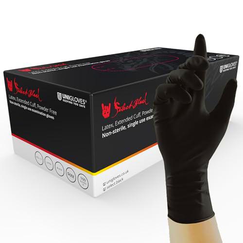 UNIGLOVES Select GT0014 - Guantes de látex negro para uso individual