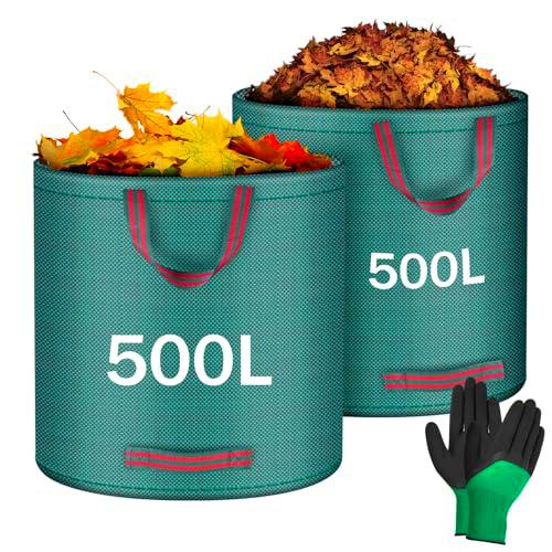 Flintronic 2x500L Bolsas para Desechos de Jardin, bolsa de Jardín Plegable con Asas de Transporte