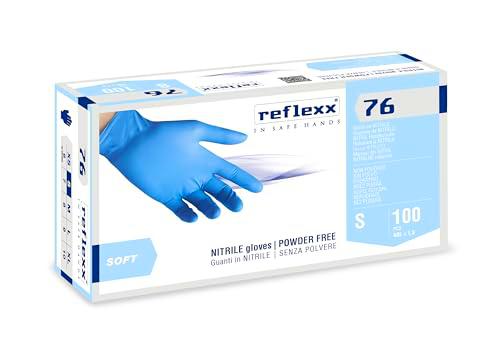 Reflexx R76/S sin polvo guantes de nitrilo, GR 3, luz azul (Pack de 100)