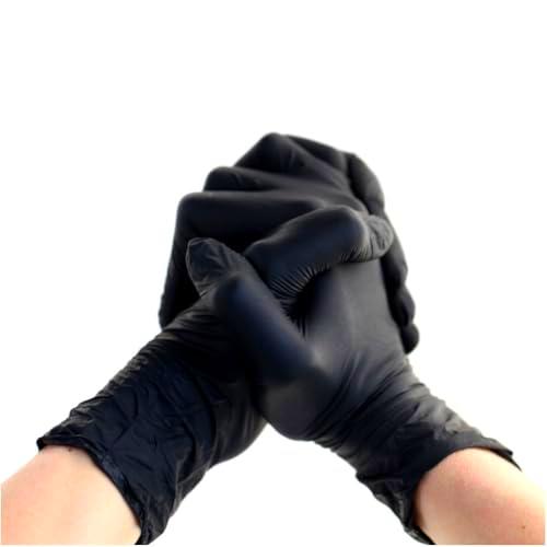 100 guantes de nitrilo negros sin polvo talla M (7/8) resistentes y cómodos para uso alimentario o profesional