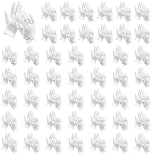96 guantes de algodón blancos: guantes de cuidado de algodón