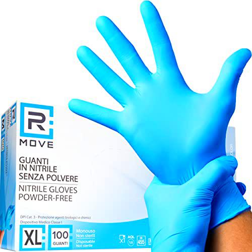 100 guantes de nitrilo XL sin polvo sin látex hipoalergénicos guantes para esteticistas ámbitos médicos industriales peluquerías mecánicos limpieza general guantes médicos desechables (XL azul 100)