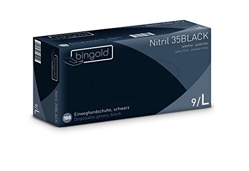 bingold 635103 - Guantes desechables (nitrilo, color negro (100 unidades)
