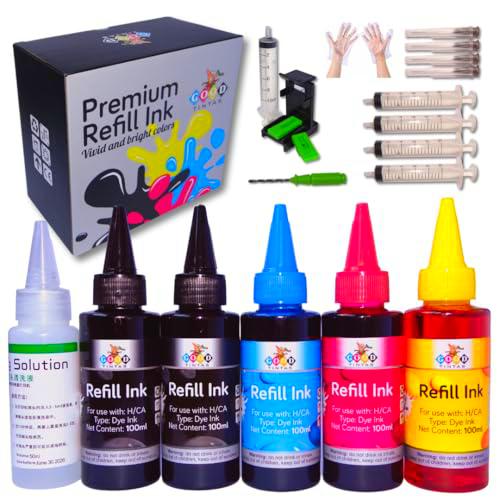 GOODTINTAS Kit de Recarga de Tinta Compatible para Cartuchos de Tinta HP 307XL 305XL 304XL 303XL 302XL 301XL 300 301 302 303 304 305 21 22 62 Incluye 500 ML Tintas+ Accesorios+ 50ml Limpia Cabezales