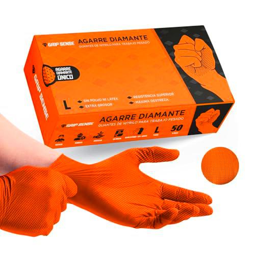 GripSense Guantes Nitrilo Talla L (Pack de 50) - Guantes Fregar Agarre de Diamante