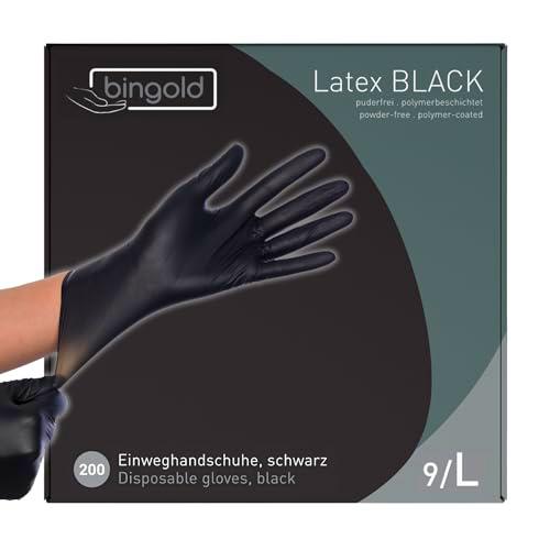BINGOLD Guantes desechables de látex negro, 2 x 100 unidades