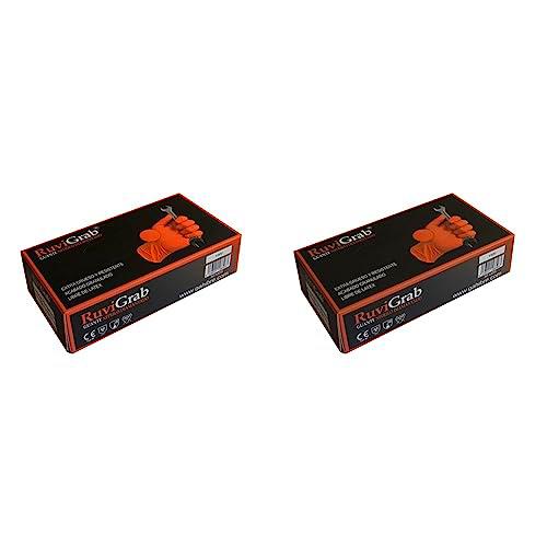 Ruvigrab - Guante de Trabajo Desechable de Nitrilo Diamantado Naranja | Alta resistencia | Guantes para Mecánica