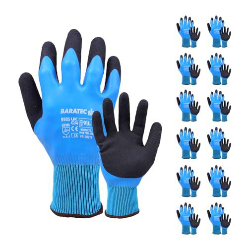Baratec 12 Pares Guantes Látex Impermeables, Seguridad