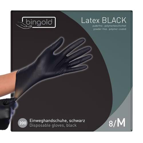 BINGOLD Guantes desechables de látex negro, 2 x 100 unidades